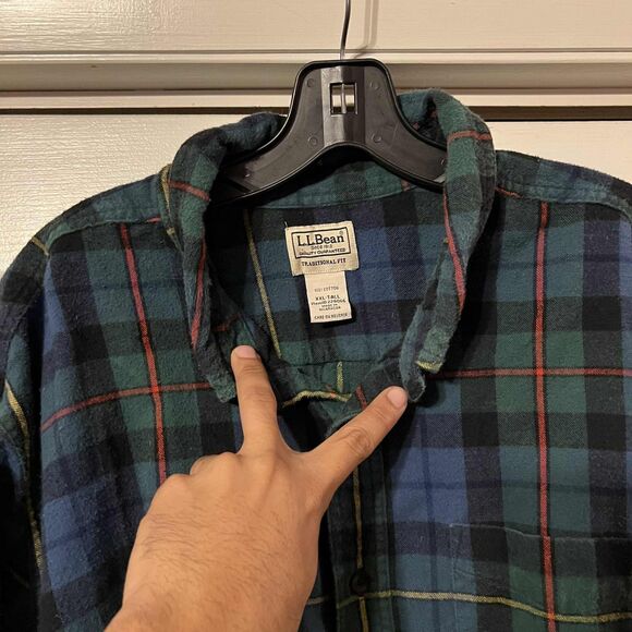 Ll Bean Vintage Plaid Flannel Button Down Shirt xxl Tall - Picture 5 of 7